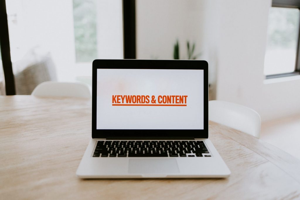 Keyword and content' on a laptop